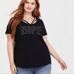 Black Nope Strappy Classic Fit Tee (size 2)
